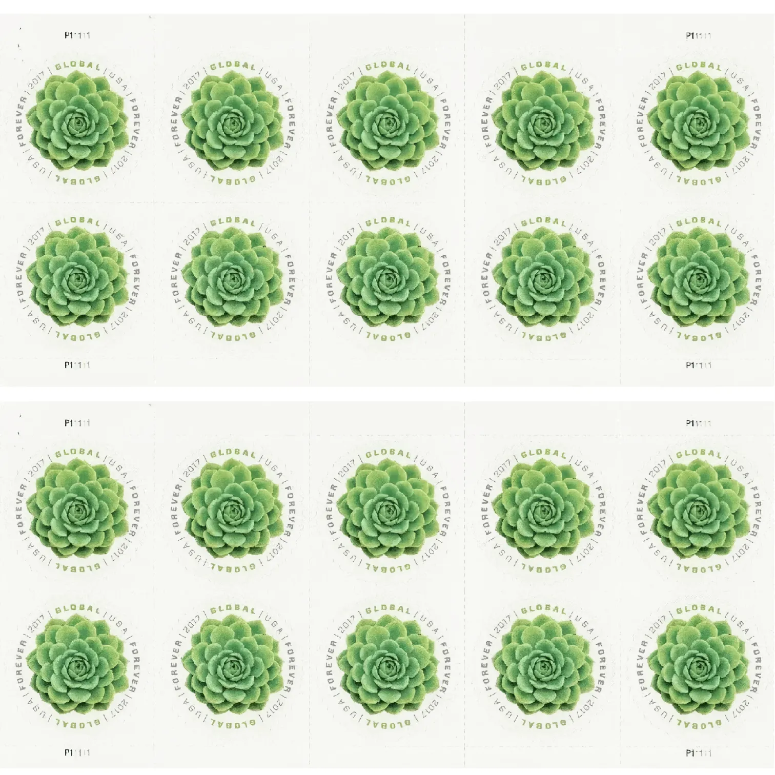 2017 Global: Green Succulent Stamps - Forever Stamps