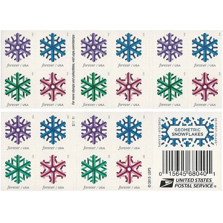 2015 Geometric Snowflake stamps - Forever Stamps